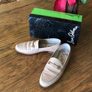 Sam Edelman Croc-Embossed Tan Loafers